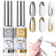 Metallic Gel Nail Polish Gold Gel Liner for Nail Art Chrome Silver Nail Polish 8