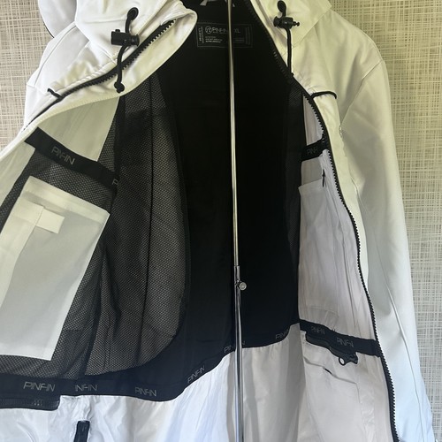 Pinfin Windbreaker Sz XL Men's New! Alpha Jacket Fishing White Black Trim BxT - Picture 6 of 10