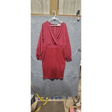 Grace Karin Red Sequin Midi V Neck Cocktail Party Dress Size XL