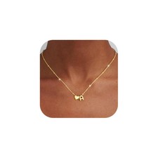 Initial Necklaces for Women - 14K Gold Plated Initial Heart Necklace for Wome...