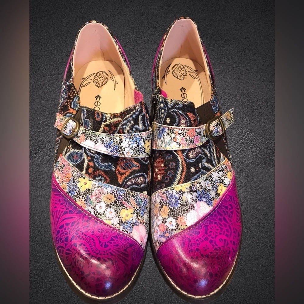 Socofy ankle boot leather patchwork tapestry size… - image 2