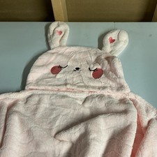 Baby Hooded Towel with Bunny Animal Theme, Pink  White, Unisex
