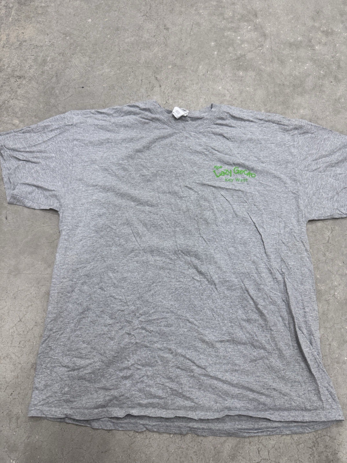The Lazy Gecko Key West T-Shirt Gray XL Gildan Heavy Cotton Florida Souvenir Tee