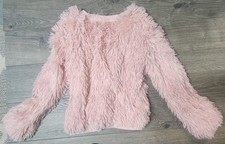 Girls Art Class Shaggy Pink Sweater Juniors Size 14/16 Fluffy Faux Fur Top Cozy
