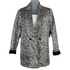 Nine West Women Animal Print Blazer Jacket Sz XS Oversized Satin NWT Corpcore