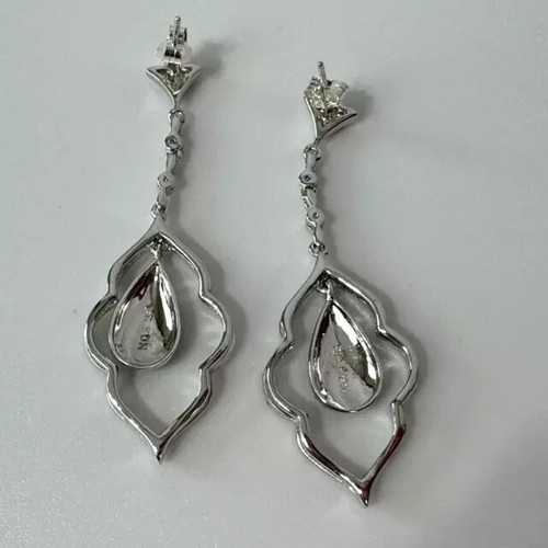Round Cut Simulated Black Diamond Drop/Dangle Earrings In 14k White Gold Plated - Picture 8 of 8