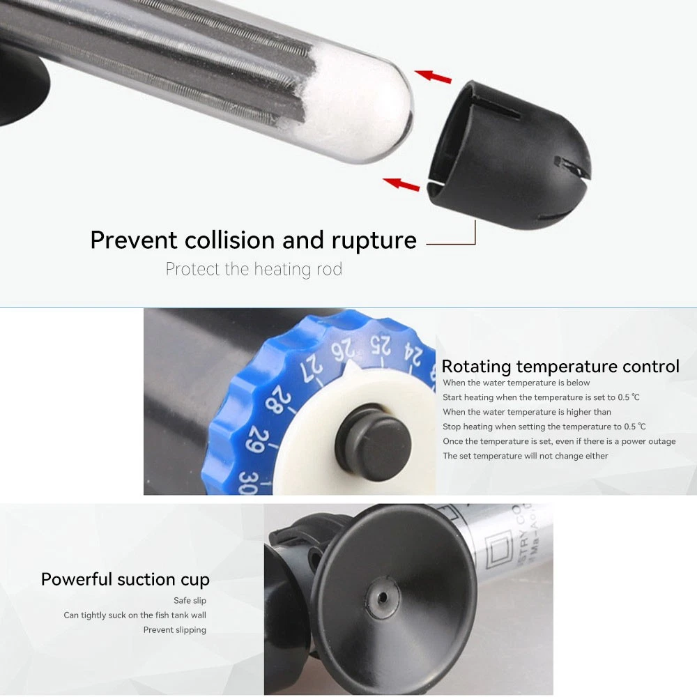 100-500W Aquarium Heater Submersible Fish Tank Auto Water Thermostat Heating Rod