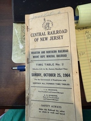 Jersey Central Employee Fahrplan #2 Central Division 25. Oktober 1964