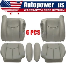 Front Replacement Leather Seat Cover Gray For 2003-2006 Chevy Silverado Tahoe