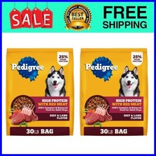  2 pack Pedigree High Protein Dry Food, Beef and Lamb Flavor, 30 lb.