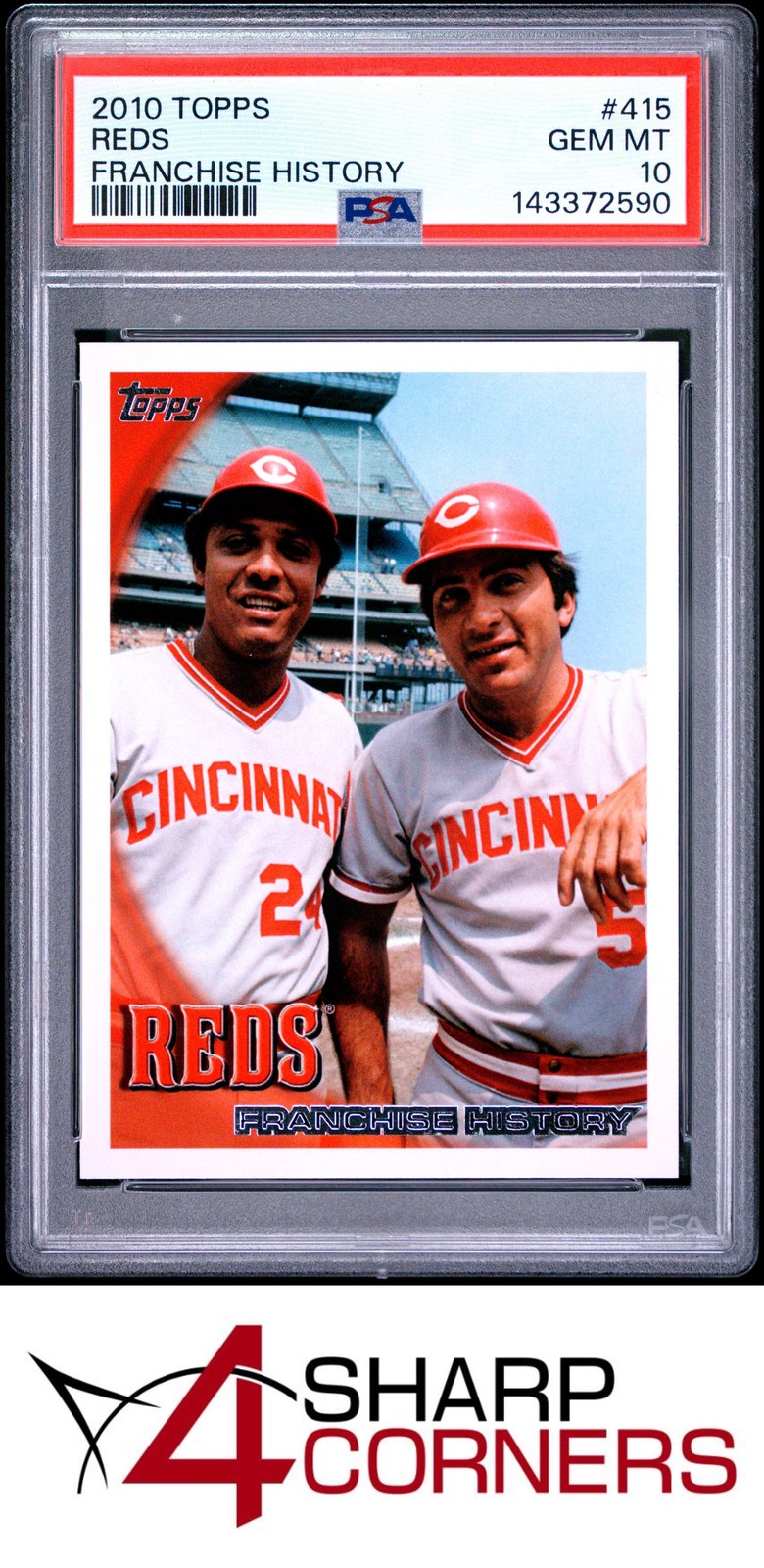 2010 TOPPS #415 JOHNNY BENCH-TONY PEREZ HOF REDS FRANCHISE HISTORY PSA 10