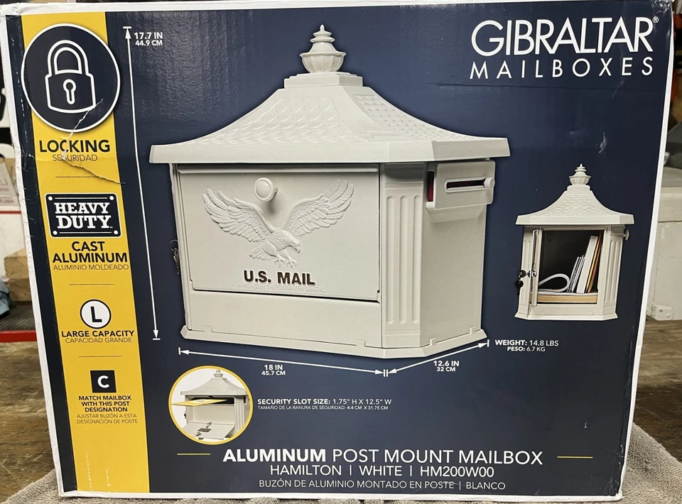 Gibraltar Hamilton Locking Large Capacity Cast Aluminum White Mailbox - HM200W00 - Image 4 of 4