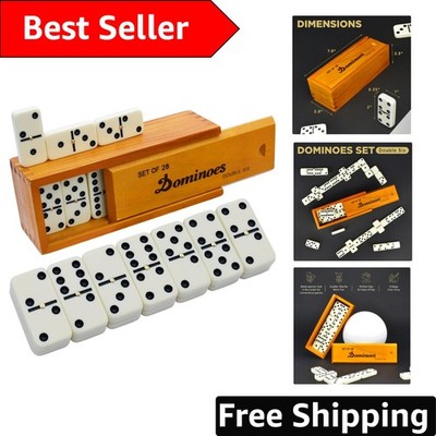 Queensell Classic Double 6 Domino Set - 28 Tiles with Eco-Friendly Wood Case