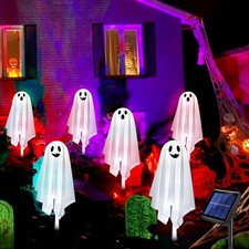 Halloween Ghost Pathway Lights with Stakes Waterproof Decorations for Yard, Lawn