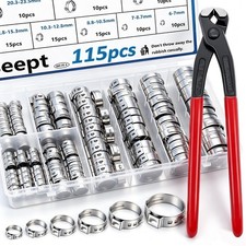 Seept 115Pcs 10-Sizes 304 Stainless Steel Single Ear 6-28.6mm 115pcs, Silver