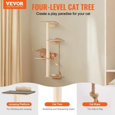 VEVOR 4 Tiers Tall Cat Tree, Cat Wall Furniture Set with 4 Jumping Boards, Wall-