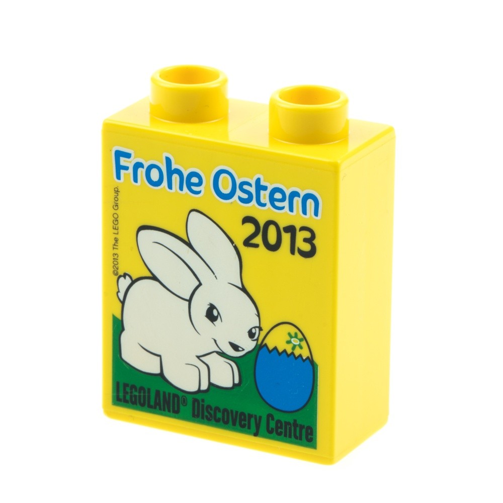 1x Lego Duplo Special Brick Yellow 1x2x2 Printed Happy Easter 2013 4066pb435