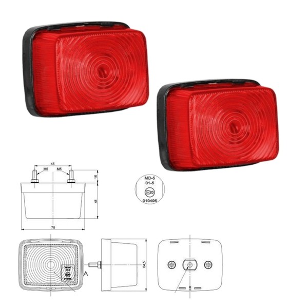 2 X Positionsleuchte 12V / 24V Rot Begrenzungsleuchten AnhäNger Positionslicht-image