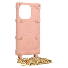 LOUIS VUITTON Monogram Trunk IPHONE14PRO iPhone Case Pink M82082 LV Auth ki5744