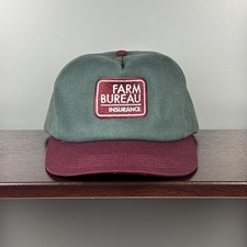 VINTAGE Farm Bureau Insurance Made In USA 90's 80's Trucker Hat Snapback Green