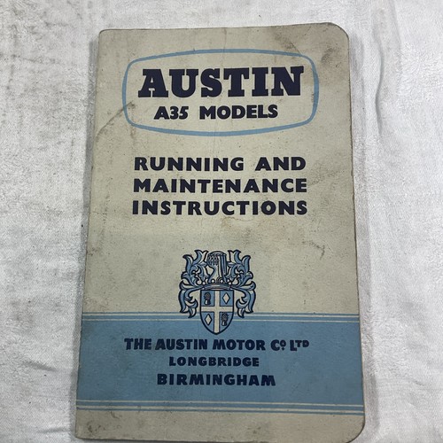 Vintage Austin A35 Model 1957 Running Maintenance Instructions Manual Book Motor