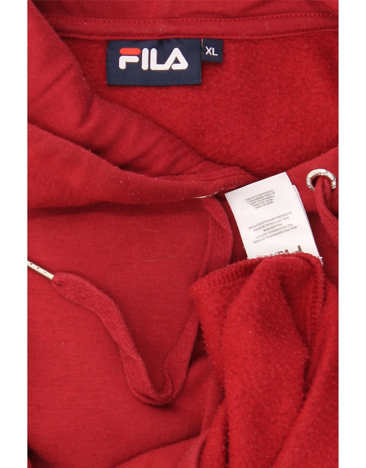 FILA maglione donna oversize crop con cappuccio UK 18 XL rosso cotone FY01