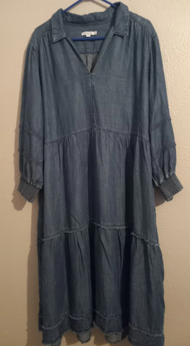chico's denim dresses Hemp-Denim Short Dress