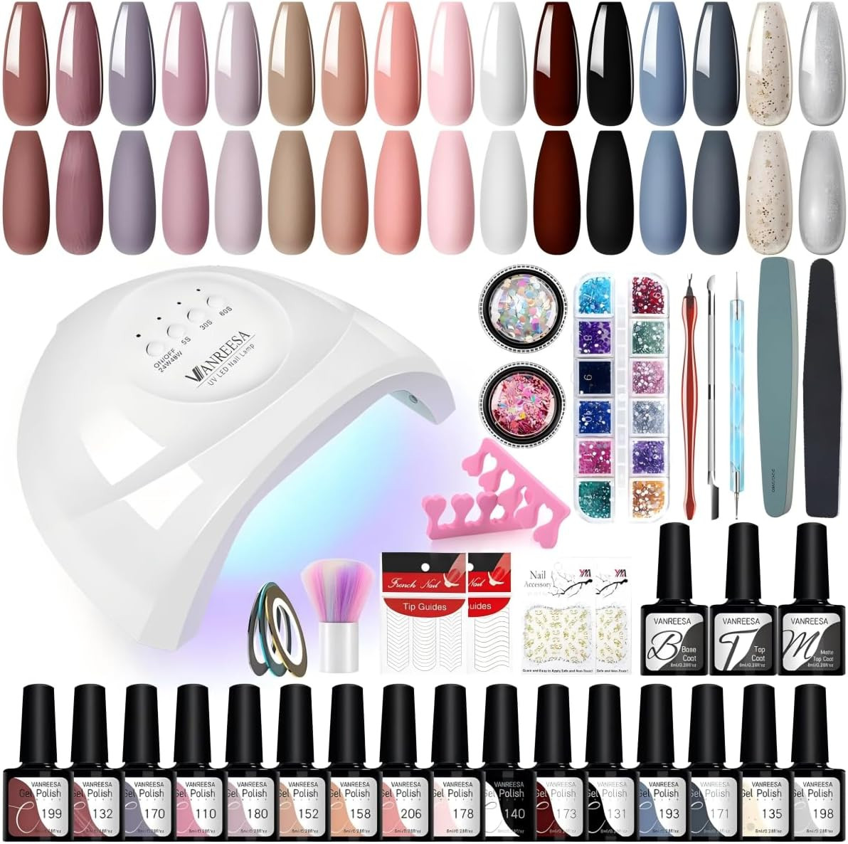Kit Manicure Semipermanente 48W: 16 Colori per Unghie Perfette a Casa