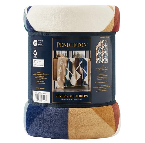 Pendleton Reversible Plush Throw 50" x 70" Serrado Polyester New - Picture 6 of 7