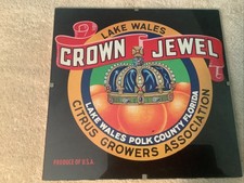 Orig. Vintage Crown Jewel Citrus Orange Crate Label-Glass Framed-Lake Wales FL