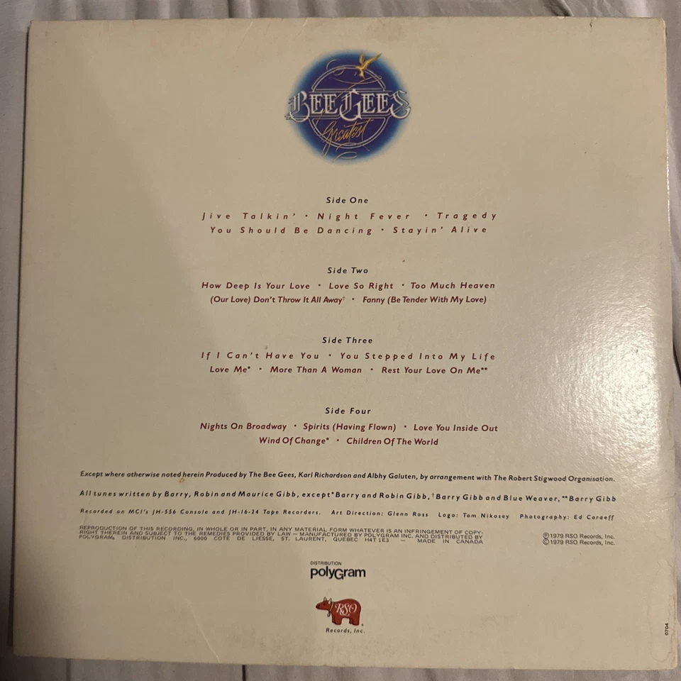 Bee Gees – Greatest 2LP 1979 RSO RS-2-4200 VG+ Vinyl Gatefold Canada Pressing Foto 2 de 4