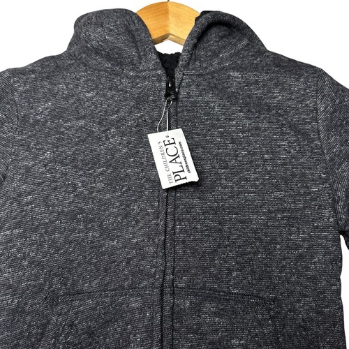 The Children’s Place Black Sherpa-Lined Zip Hoodie Jacket 5T Toddler Boys Warm - Picture 3 of 9