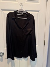 Tommy John Men's 2XL Black Silk Pajama Set Long Sleeve Top & Pants