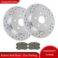 REAR Drilled Rotors Discs and Brake Pads for Toyota Corolla Matrix Prius 1.8L