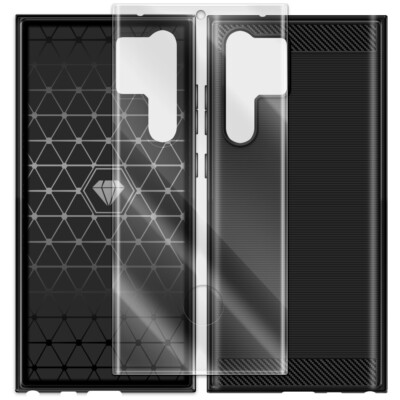 Bundle of Screen Protector Carbon Fiber Case f Samsung Galaxy S23 Ultra SM-S918U