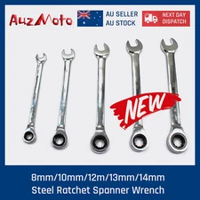 FULL SET RATCHET RING & OPEN END SPANNER CHROME METRIC RATCHET WRENCH 8-14MM