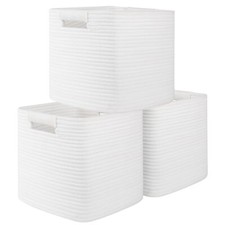 Storage Cubes 11 Inch Storage Bins3pack Cotton Rope Woven Baskets For Organizing