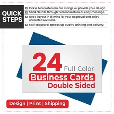 24 Full Color Business Cards with FREE CUSTOM DESIGN and FREE SAME DAY SHIPPING