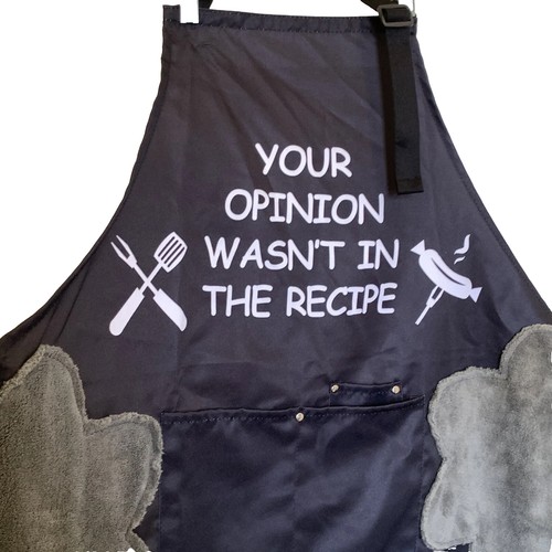 Your Opinion Isn’t In The Recipe Novelty Humorous Text Apron Pockets Adjust Neck - Picture 4 of 6