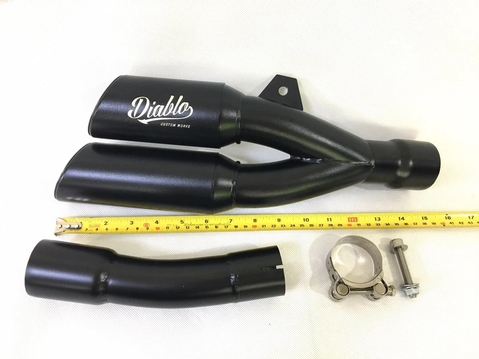 Honda CMX rebel 500 Black exhaust systems pipe double dual steel 2017-2022 Foto 3 de 4