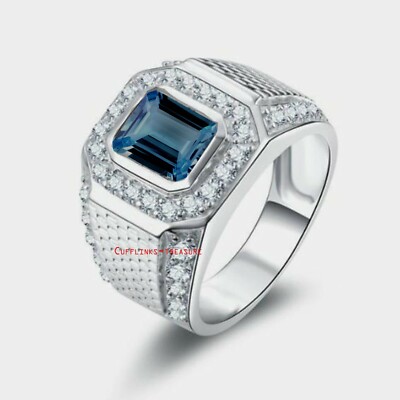 Natural London Blue Topaz & CZ Gemstones 925 sterling silver Ring For ...