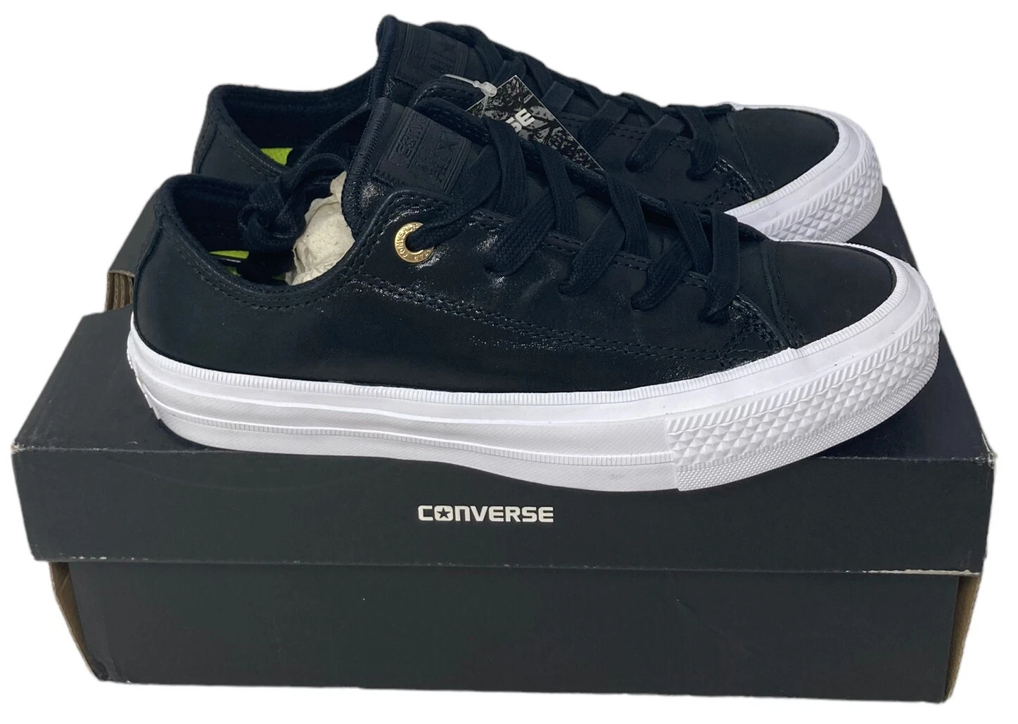 Sneakers Converse All Star II in pelle nera taglia 5 5 scarpe da donna skate NUOVE