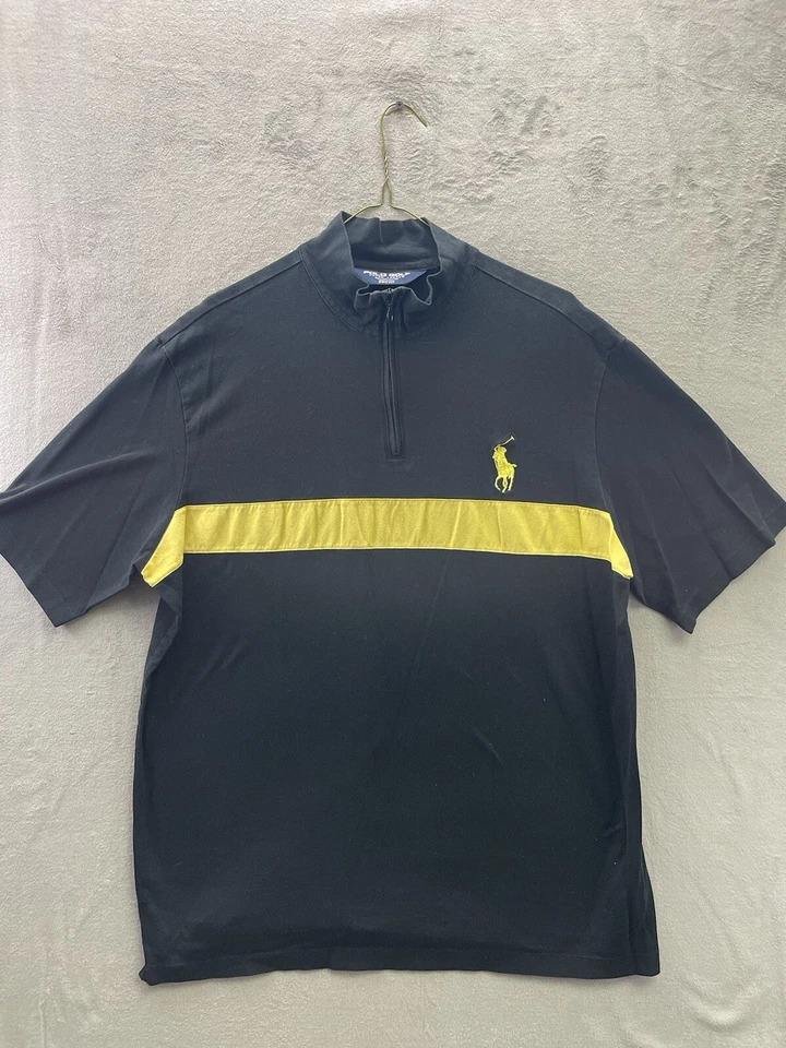 Polo Golf Ralph Lauren Polo Big Pony Para Hombres 2XL Negro Amarillo 1/4 Cremallera Foto 2 de 4