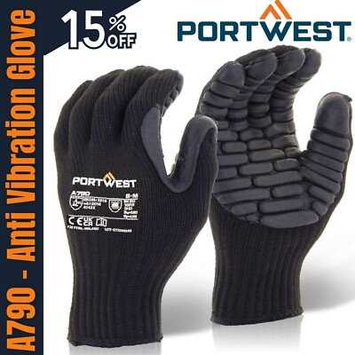 PORTWEST Anti Vibration Work Gloves Jack Hammer Heavy Duty Power Tool  Protection