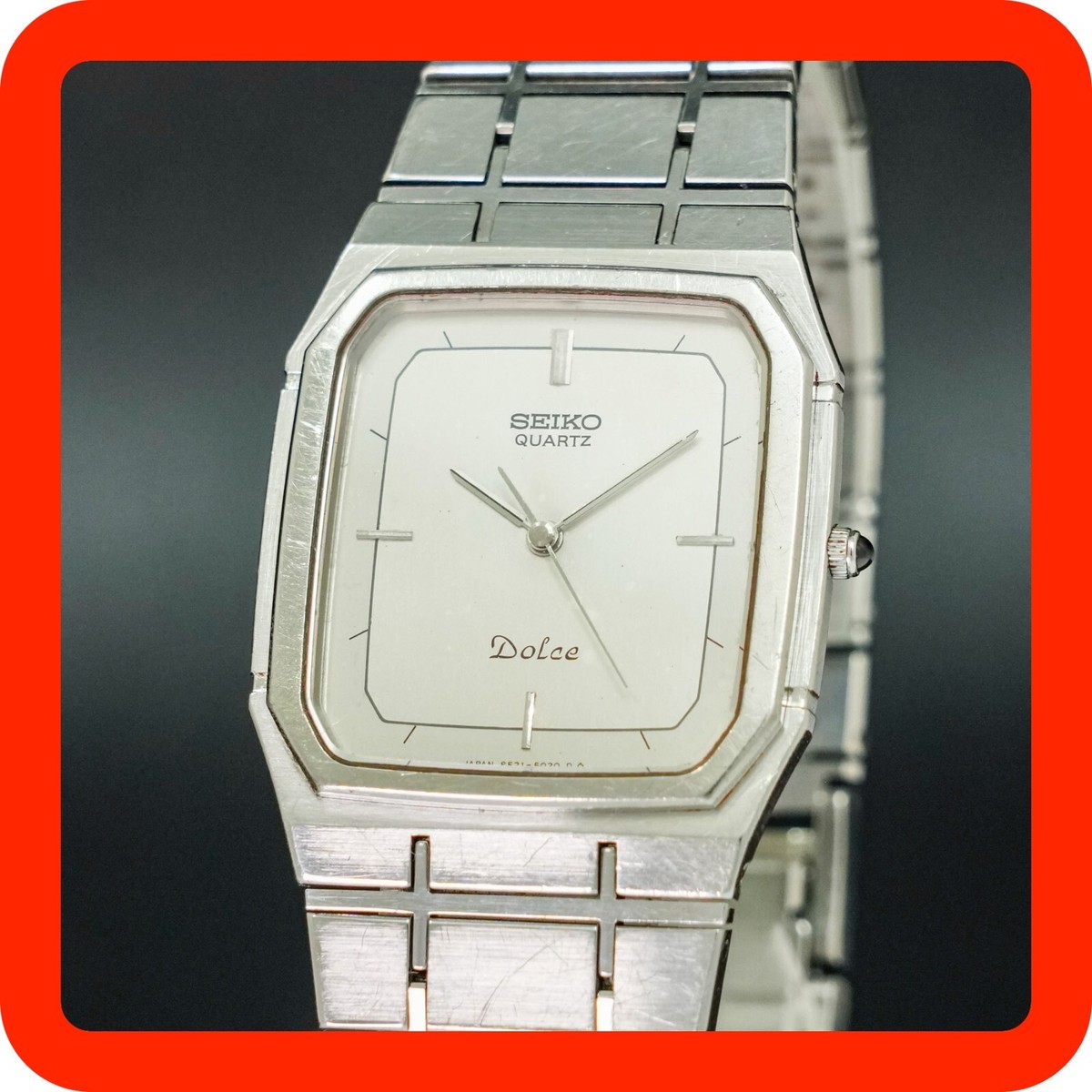 Vintage 1982 SEIKO Dolce 9521-5020 Silver Dial Square Tank