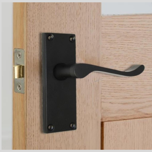 Matt Black Victorian Scroll Door Handle Lever Latch, Including Tubular Latch.j - Picture 6 of 17