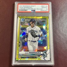 PSA 10 2021 Bowman Draft Chrome Sapphire Yellow /99 Julio Rodriguez #BDC145
