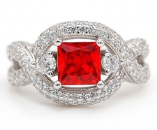 3CT Fire Garnet  White Topaz 925 Solid Sterling Silver Ring Jewelry Sz 8 UB3-4