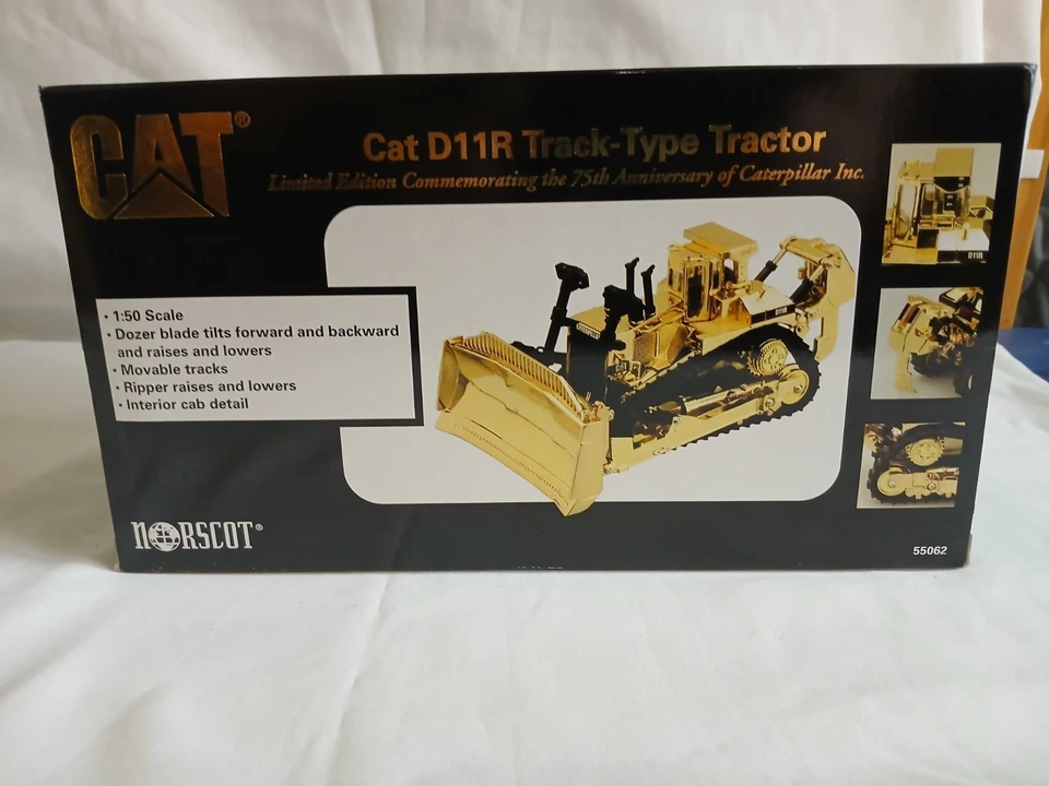 Tractor Norscot 55062 CAT D11R 75 aniversario dorado fundido a presión modelo escala 1:50 Foto 4 de 4