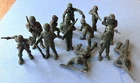 12 Vintage original 1960s green plastic Marx 60mm  WWII US Army combat soldiers